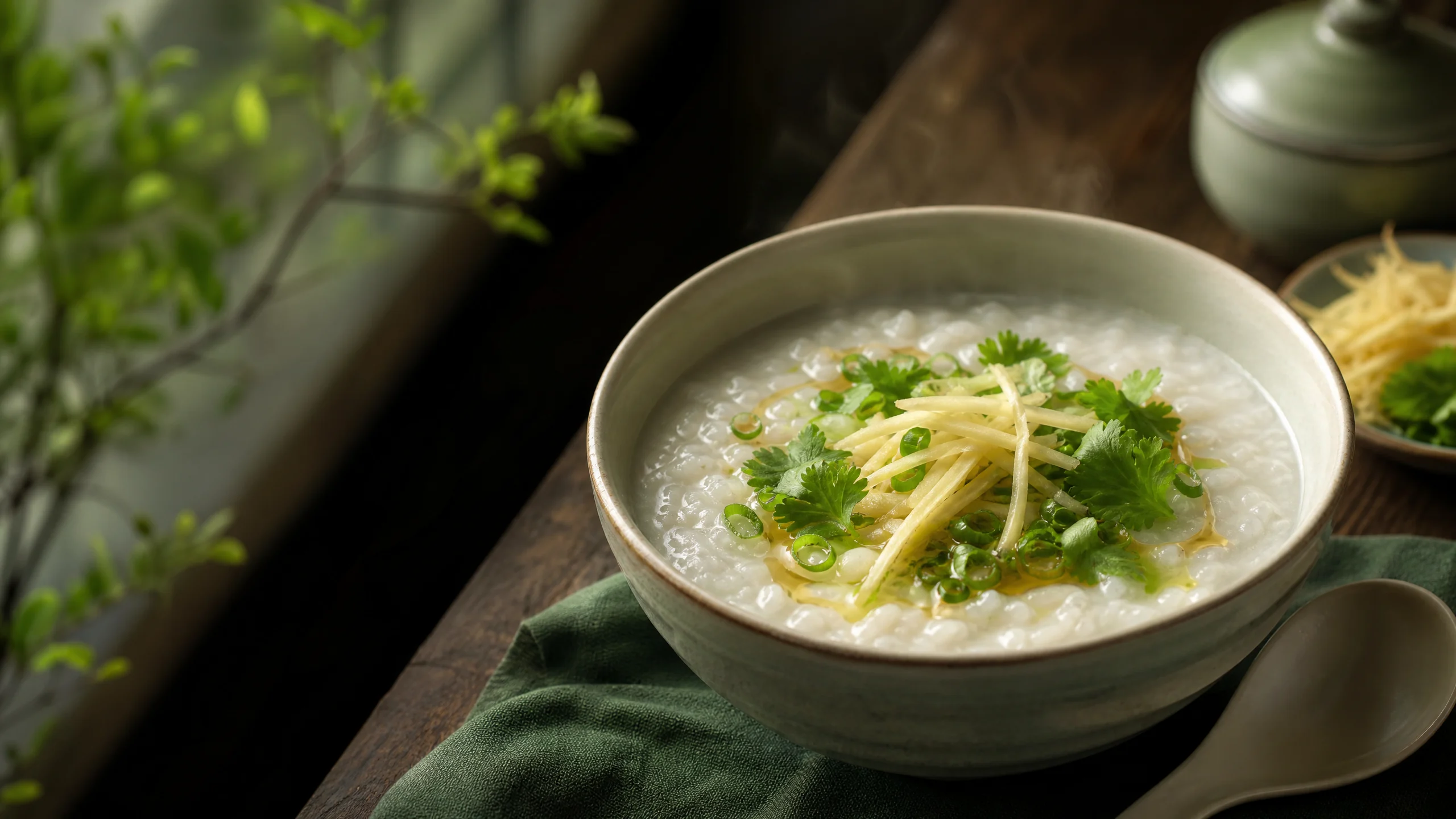 Congee (rice porridge) recipe. A warming breakfast for the cooler months.
